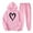 Pink, variant on JURANMO Fashion 2 Piece Outfits for Women, Heart Graphic Hoodie Sweatsuit Casual Lightweight Hooded Sweatshirts Comfy Elastic Beam Feet Jogging Pants Matching Set Beige S