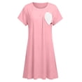 thumbnail image 4 of ShomPort Nursing Nightgown Breastfeeding Short Sleeve Round Neck Solid Color Maternity Sleepwear for Breastfeeding, 4 of 6