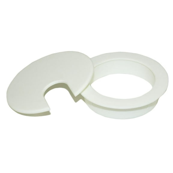 2 1/2" CUT-HOLE SIZE White Round Wire Management Grommet w/ Removable Lid