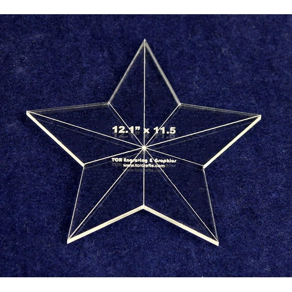 Star Template  12.1" x 11.5" - Clear 1/8" Thick w/ Guidelines & Center Hole