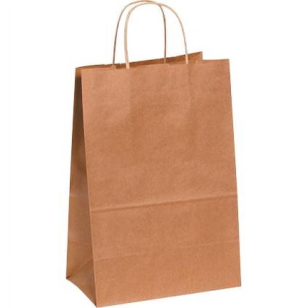 Partners Brand Paper Shopping Bags, 8 3/8"H x 5 1/4"W x 3 1/4"D, Kraft, Case Of 250