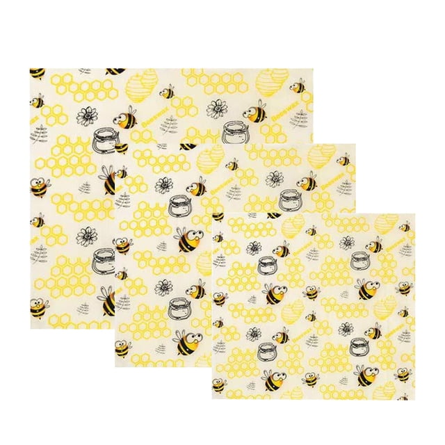 Beeswax Food Wraps Wrapper Washable Reusable Food Storage for Sandwich Bread Fruit Vegetables S/M/L 3 Size