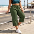 thumbnail image 6 of Zormilly Capri Pants for Women, Loose Lightweight Plus Size Pants with Pockets, Split Hem Black Cropped Pants Vacation, XL-5XL, 6 of 8