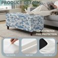 thumbnail image 4 of Jiueut Blue Toile De Jouy Palm Tree Leopard Print Rectangle Ottoman Cover, Thick Stretch Slipcover for Footstool, Non-Slip Storage Stool Furniture Protector with Elastic Bottom for Pets Dogs, Small, 4 of 7