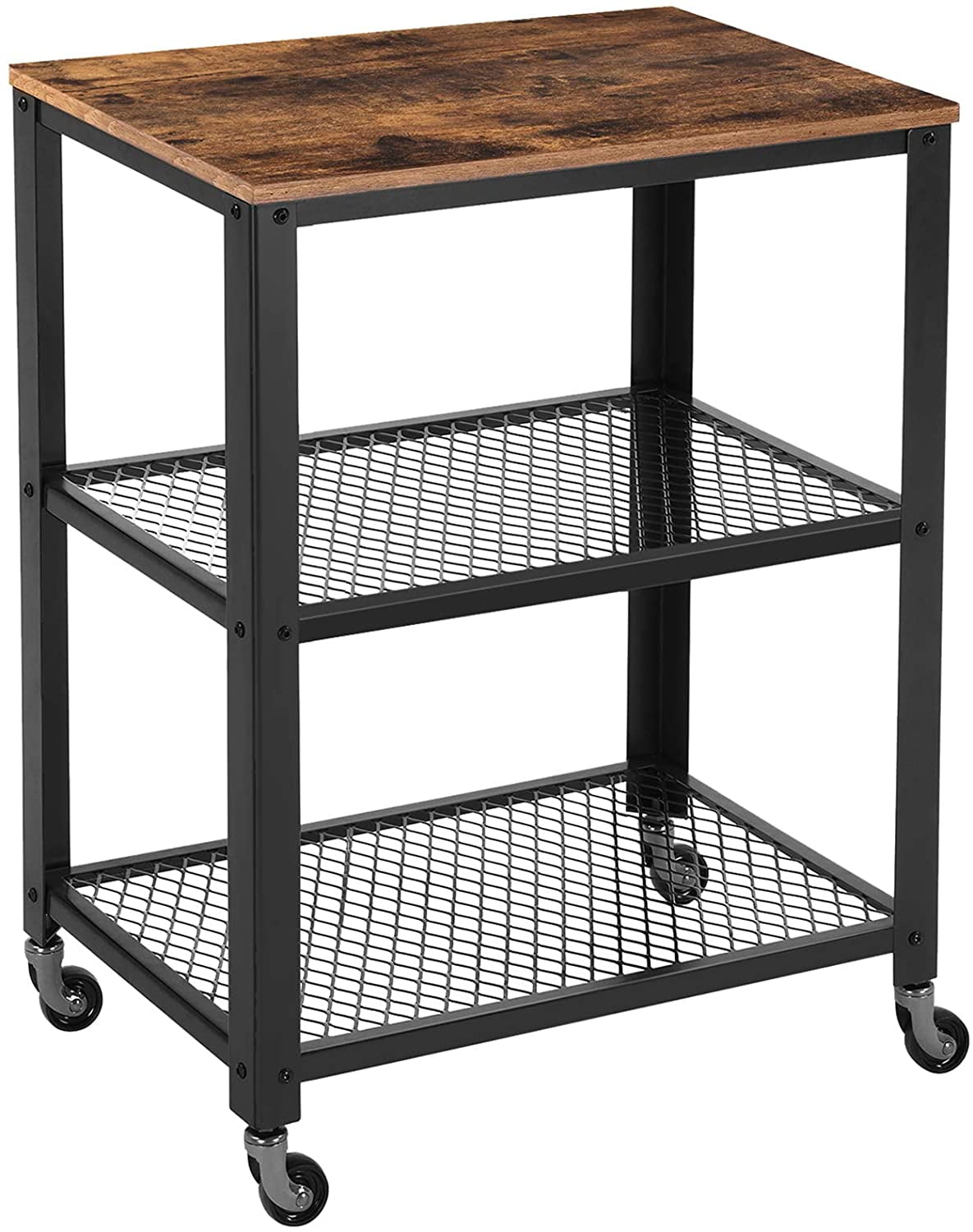 VASAGLE Industrial Serving Cart, 3Tier Kitchen Utility Cart on Wheels