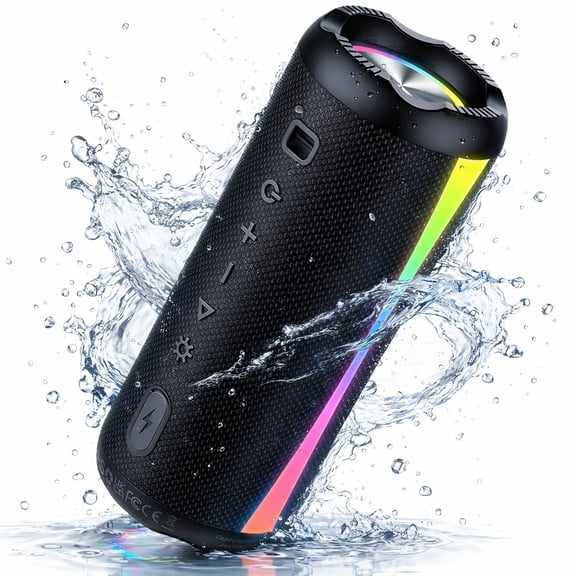 Portable Bluetooth Speaker, Bluetooth 5.4 Wireless Speaker, IPX7 Waterproof, 20W Loud Deep Bass with 20H Palytime, 7 Color RGB Lights, TWS Pairing for Home, Party, Outdoor, Gift