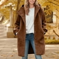 thumbnail image 5 of Womens Winter Single Breasted Coat Hooded Casual Oversized Hooded Jacket Trench Coat Overcoat Coffee L, 5 of 5