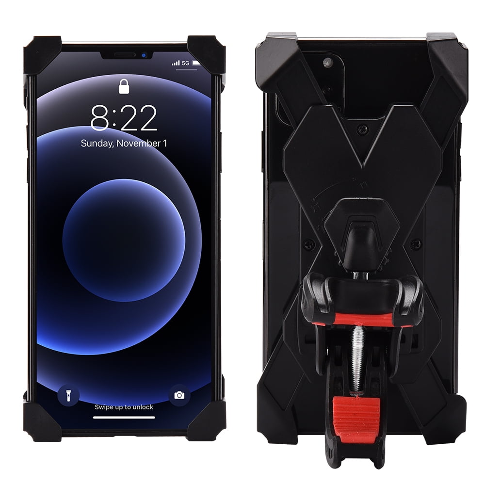 BPC Motorcycle Bike Phone Mount, 360 Degree Rotation Cradle Clamp for All Phones - Black
