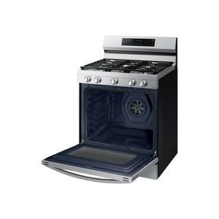 30 wide electric coil top range in white with black door, oven window, and  high backguard 