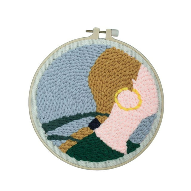Abbracc DIY Girl Rug Hooking Handcraft Woolen Embroidery Knitting with Punch Needle, No Holder