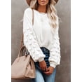 thumbnail image 6 of Asyoly Women's Crew Neck Chunky Knit Sweater Long Lantern Sleeve Casual Oversized Pullover Cute Jumper Solid Color Tops, 6 of 8