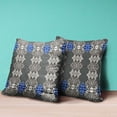 thumbnail image 4 of Amrita Sen Designs CAPL805FSDS-BL-16x16 16 x 16 in. Carnival Geo Suede Blown & Closed Pillow - Brown & Blue, 4 of 5