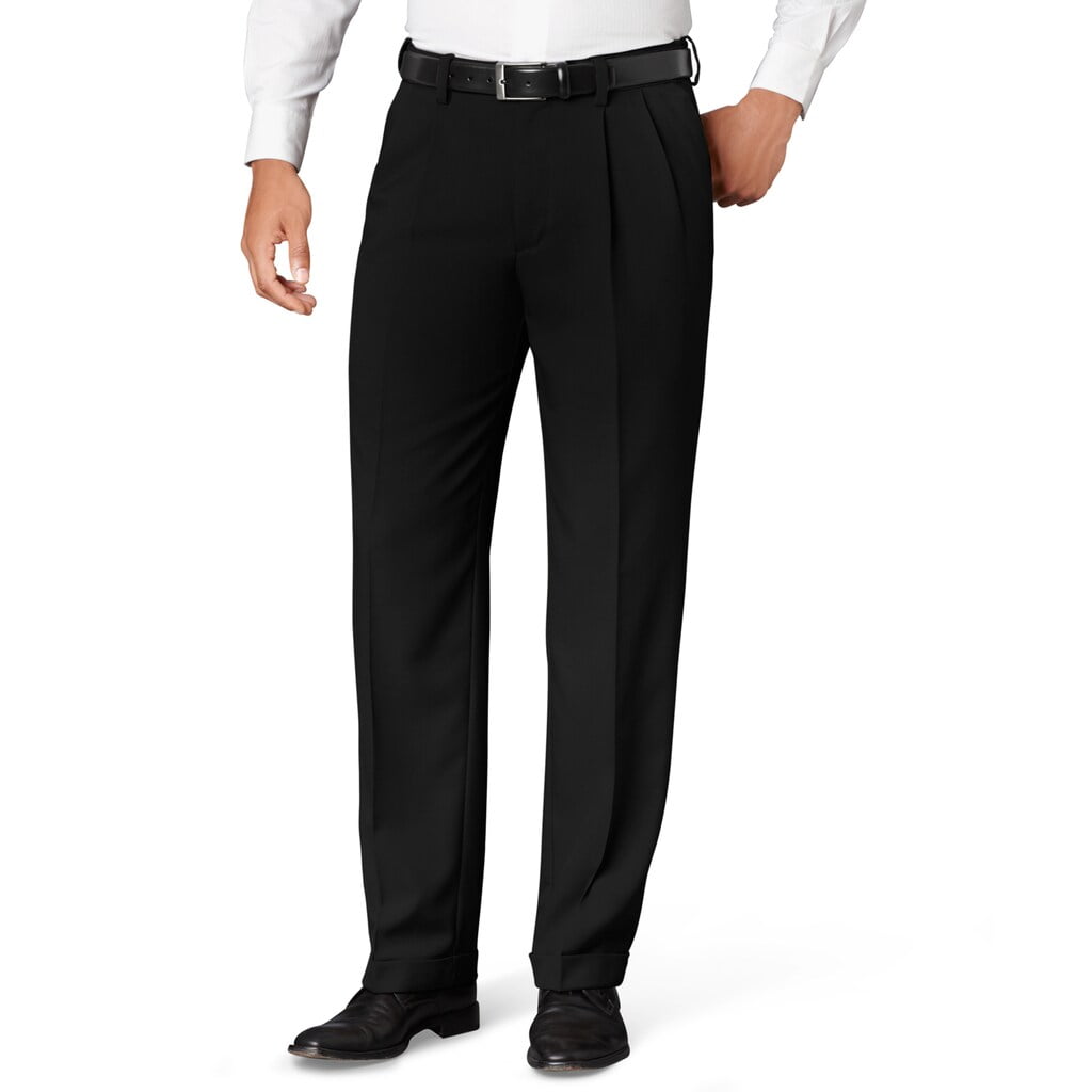 Big & Tall Van Heusen Classic-Fit No-Iron Pleated Dress Pants Black ...