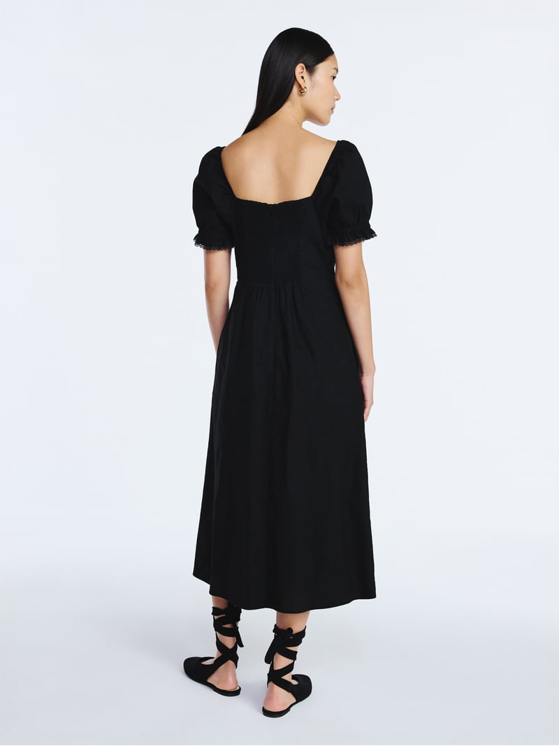 chinese dress ladies Short Sleeve Black Velvet Dress with Lace Collar 6