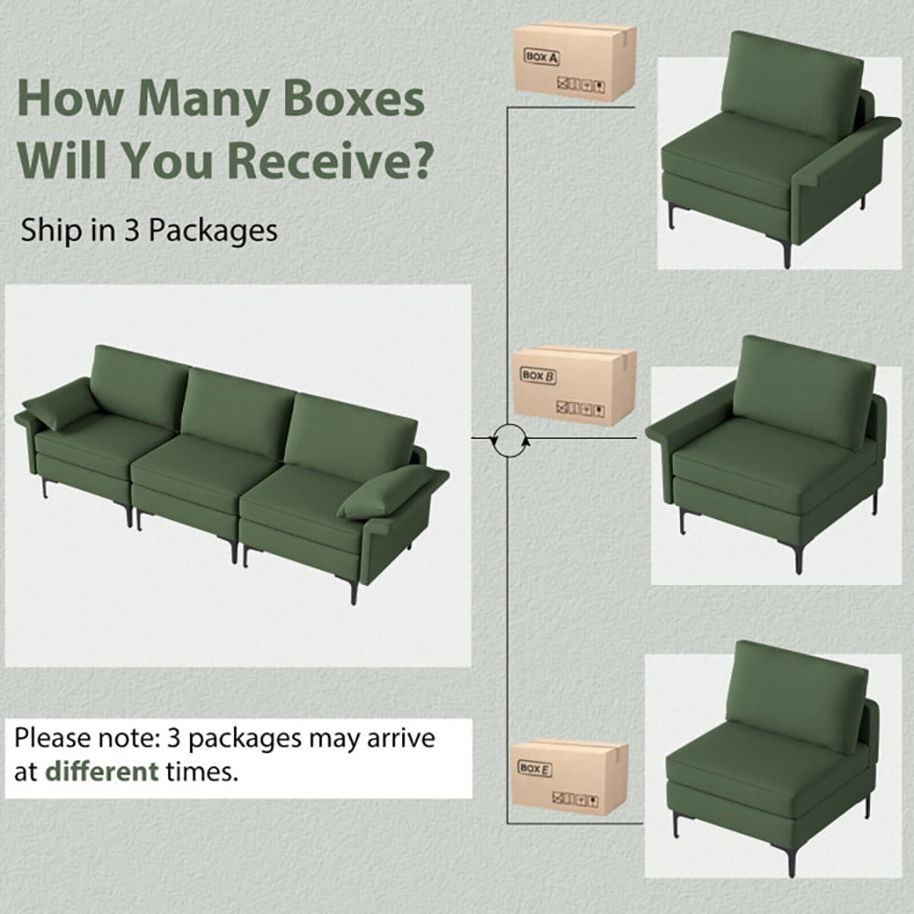 Finihen Sectional Sofa Couch, 3-Seat Sofa, Large 3-Seat Sofa Sectional with Metal Legs for 3-4 people, for Living Room, Bedroom, Army Green Finihen Sectional Sofa Couch, 3-Seat Sofa, Large 3-Seat Sofa Sectional with Metal Legs for 3-4 people, for Living Room, Bedroom, Army Green