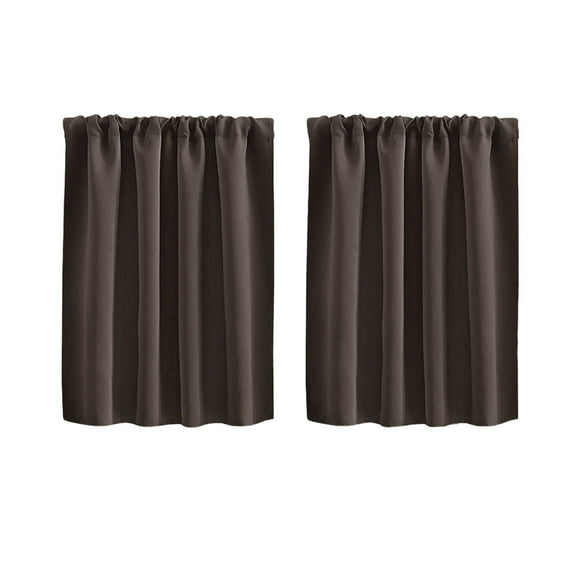 SLYNSHome Blackout Curtains,30x36 inch 2 Panels Short Thermal Insulated Window Curtains Solid Color Curtains for Bedroom Kitchen Bathroom - Brown