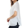 thumbnail image 4 of Sakkas Button Down Embroidered Short Sleeve Semi-Sheer Gauzy Cotton Top / Blouse - White - XL, 4 of 4