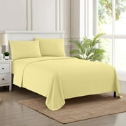 1800 Series 4 Piece Deep Pocket Bedroom Bed Sheet Set Queen - Pale Yellow