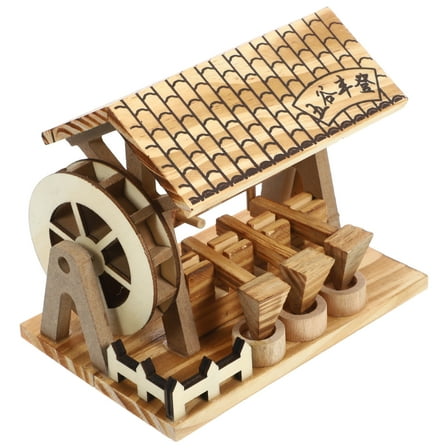 DEMACRIO Sculptures Home Decor Waterwheel Model Wood Khaki 1Pcs for Home Furnishing