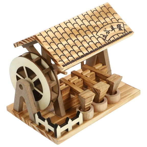 DEMACRIO Sculptures Home Decor Waterwheel Model Wood Khaki 1Pcs for Home Furnishing
