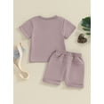 thumbnail image 4 of Baby Girls 2 Piece Outfit Letter Print Short Sleeve T-Shirt and Elastic Shorts Set Summer Clothes, 4 of 9