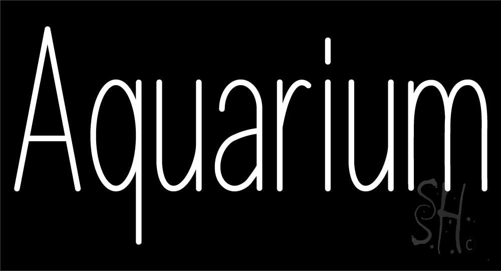 Aquarium LED Neon Sign 13" Tall x 24" Wide inches Black Square Cut