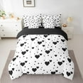 thumbnail image 2 of Feelyou Romantic Love Heart Bedding Comforter Set 7pcs, White Black King Bedding Sets, Teesn Kids Girls Women Reversible Bed Sheets, Lightweight Room Decor, 2 of 7