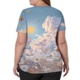 thumbnail image 5 of Medical Scrubs Women Cloud Printed Stretch Fashion Nurse Working Uniform, Cozy V Neck Short Sleeve Pocket Tunic Tops Beige L, 5 of 5