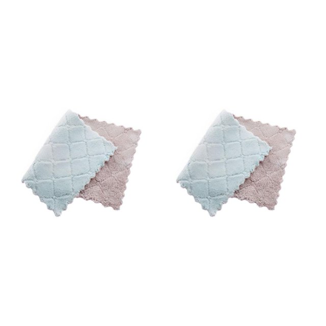 Redempat Microfiber Dishcloth Portable Solid Color Water Absorbent Breathable Kitchen Plate Dish Towel Cloth Accessories Green Coffee 2Set