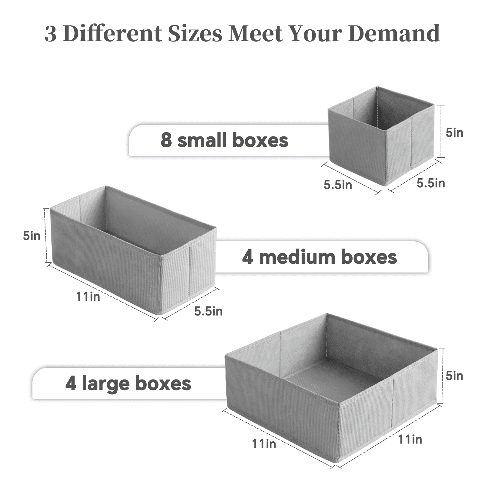 Criusia Drawer Organizer Clothes, Foldable Closet Organization and Storage for Nursery, Bedroom, Gray