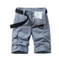 thumbnail image 4 of Cargo Shorts Men Stretch Waist Shorts Solid Color Loose Fit Straight Legged Outdoor Short Pants Casual Shorts Men Grey 38, 4 of 4