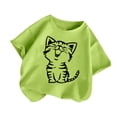 thumbnail image 5 of Girls Shirts Cartoon Print T Shirt Cute Print Short Sleeve Crew Neck Summer Casual Tees Girls Tops Light Green 12 Years-13 Years, 5 of 5