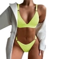 thumbnail image 4 of Women Swimsuits V Neck Solid Color Split Bikinis with Strip Breast Pad Mint Green Womens Bathing Suits M, 4 of 8