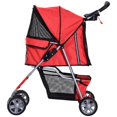 thumbnail image 3 of YYAO 4-Wheel Pet Stroller, Folding Multifunctional Cat and Dog Travel Vehicle, Red, 3 of 8
