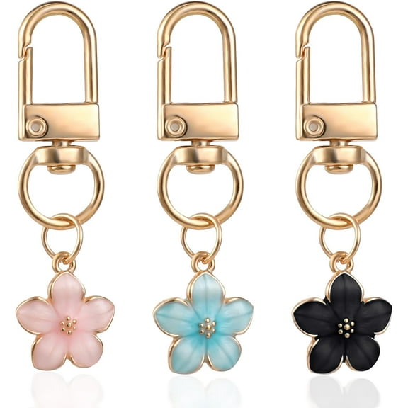 Monebena 3pcs Cute Flower Keychains for Women, Bag Purse Charms for Handbags Aesthetic Keychain Charms Personalized Keyring for Women Girls Car Creative Gift