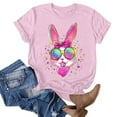 thumbnail image 4 of VBTAPA Happy Easter Shirts for Women Funny Cute Bunny Shirt 2025 Easter Tshirt Rabbit Graphic T Shirts Trendy Casual Short Sleeve Tops Prime Sales of The Day Pink S, 4 of 5