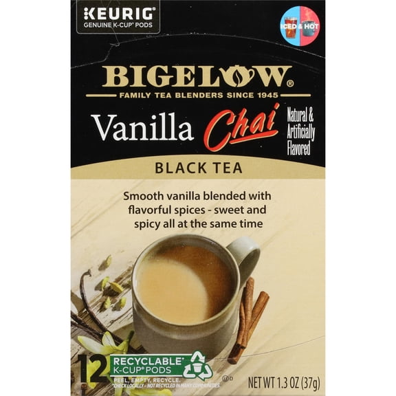 Bigelow Vanilla Chai, Black Tea Keurig K-Cup Tea Pods, 12 Count