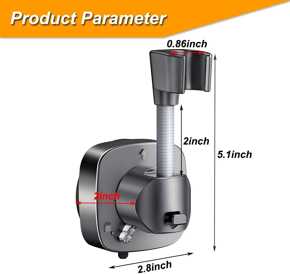 Shower Head Holder Wall Mounted, 360° Adjustable Handheld Shower Head Bracket Holder, Suction Cup Installation Shower Wand Holder, Multi-Directional Removable Wall Mounted Suction Bracket (Gray)Z