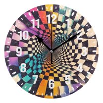 Yayeee 10" Wall Clock Battery Operated Quartz Round Silent Non-Ticking Home Decor,Beige Wavy Plaid