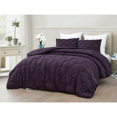 Mari 2pc Comforter Set Stonewashed Pinch Pleat Bed Cover Dark