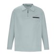 thumbnail image 3 of VSSSJ Men's Quarter Zip Polo Shirts Regular Fit Long Sleeve Pullover Shirts Lightweight Turndown Collar Casual Fashion Solid Golf Shirts Gray L, 3 of 5