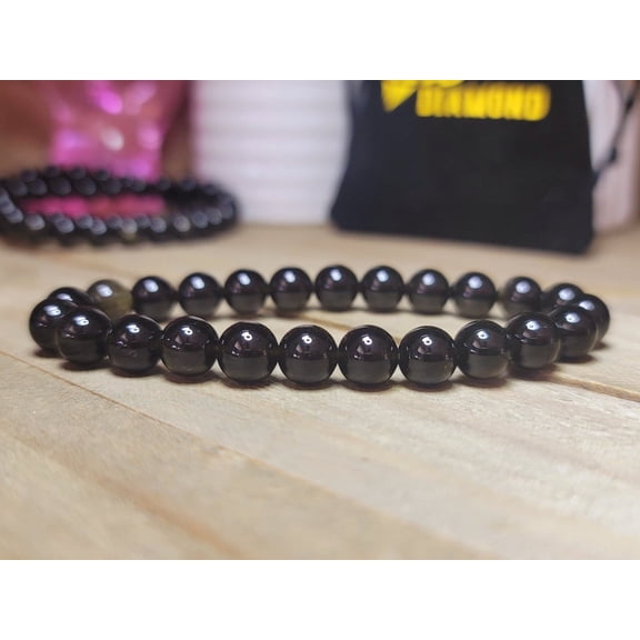 Black Obsidian 8mm bracelet Healing Crystal Genuine Beautiful