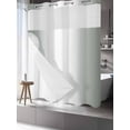 thumbnail image 3 of No Hook Shower Curtain with Snap-in Liner, Grey Green Orange Ombre Waterproof Fabric Bathroom Curtains, Modern Gradient Abstract Art Bath Curtains & Mesh Top Window Stand Up Stall 66"x72", 3 of 9