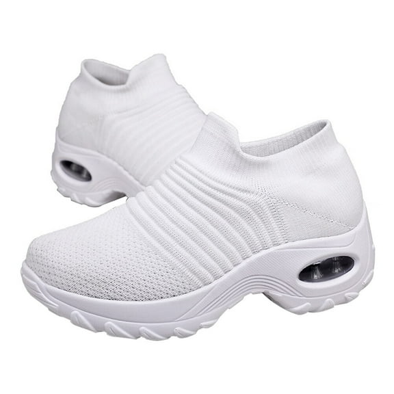 SEWCHICS 1Pair White Woman Sneaker with Breathable Material and Anti Skid Sole Casual Footwear