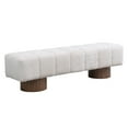 thumbnail image 2 of Christopher Knight Home Modern Mid-Century 64" Faux Fur Tufted Ottoman Bench, Faux Wood Legs, Beige, 2 of 7