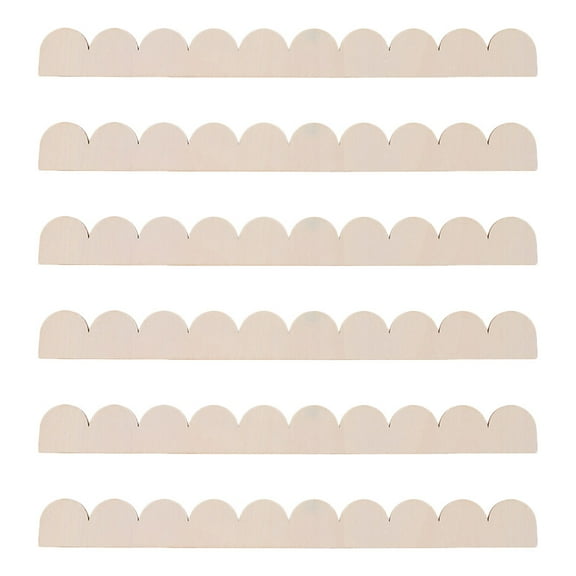 OUNONA 6Pcs Decorative Beige Scalloped Wood Trim For Walls Unfinished Cabinet Edge Moulding Diy Lovers