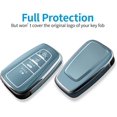 thumbnail image 3 of Key Fob Cover Compatible with Toyota Highlander RAV4 Camry Corolla Avalon C-HR 2017-2025 4 Button Keychain Case Holder Protector,Storm Blue, 3 of 5