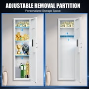 53.15 Wall Gun Cabinet, Biometric Fingerprint Hidden Safe With Dual Alarm System And Silent Mode, Gun Safes With 3 Adjustable Shelves, Magnetic Slot And Key Hook
