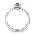 thumbnail image 2 of 925 Sterling Silver Stackable Expressions Low 4mm Round Garnet Ring Size: 5; for Adults and Teens; for Women and Men, 2 of 7