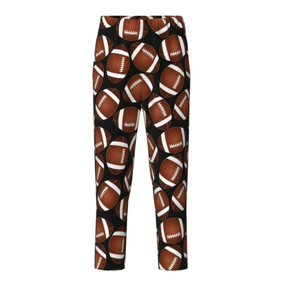 Xecao Brown Football On Black Print Teenagers' Pajama Pants Long Sleep Pants Soft Elastic Waist Pajama Bottoms Elastic waist with 2 Pockets 5-16 Years-XS(5-6)